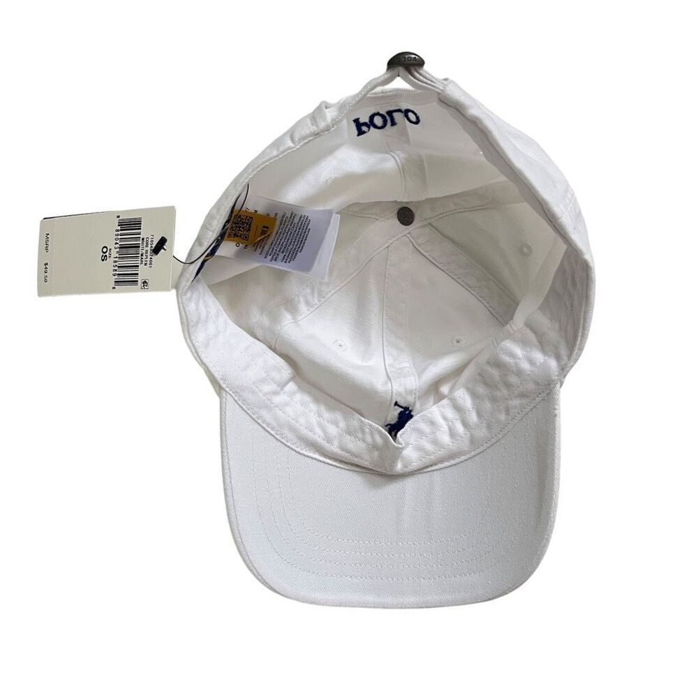 Polo Ralph Lauren Chino Cap in White & Marlin Blue - Picture 9 of 9